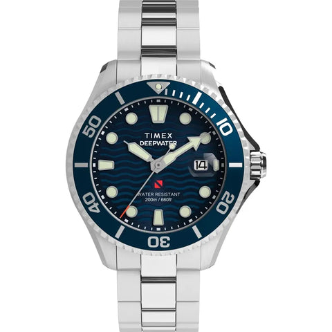 The Watch Boutique Timex Deepwater Meridian Quartz Blue Dial Steel Strap Men's Watch