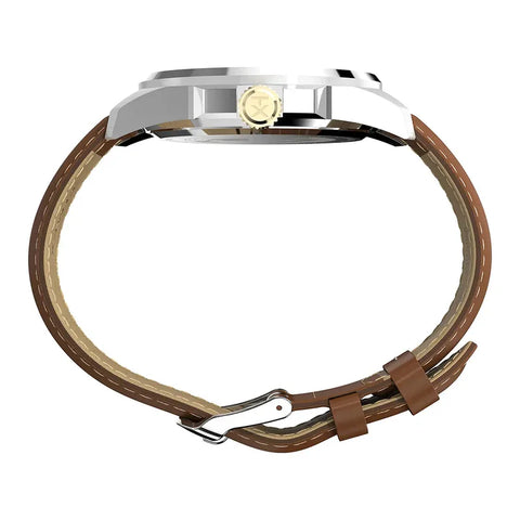 The Watch Boutique Timex Essex Avenue Day-Date Leather Strap Classic Watch