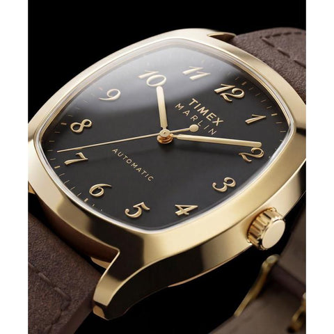The Watch Boutique Timex Marlin Chatham Automatic Leather Strap Black Dial Watch
