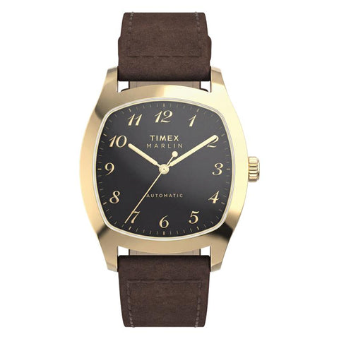 The Watch Boutique Timex Marlin Chatham Automatic Leather Strap Black Dial Watch