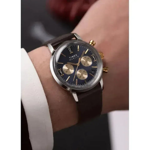 The Watch Boutique Timex Marlin® Chronograph Tachymeter 40mm Leather Strap Watch