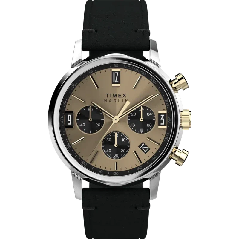 マーティン Timex Marlin Chronograph Tachymeter 40mm Leather Strap Watch – The