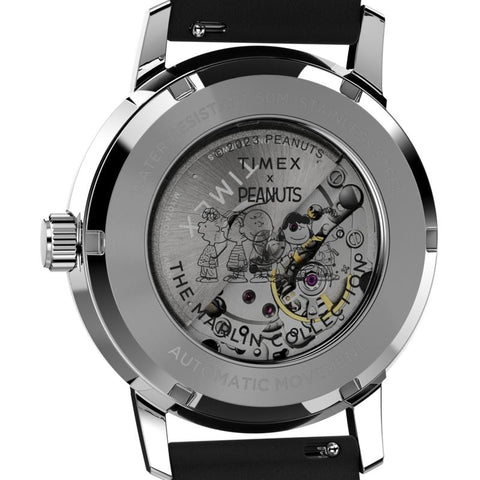 The Watch Boutique Timex Peanuts Marlin Automatic Snoopy Flying Ace Leather Strap Watch