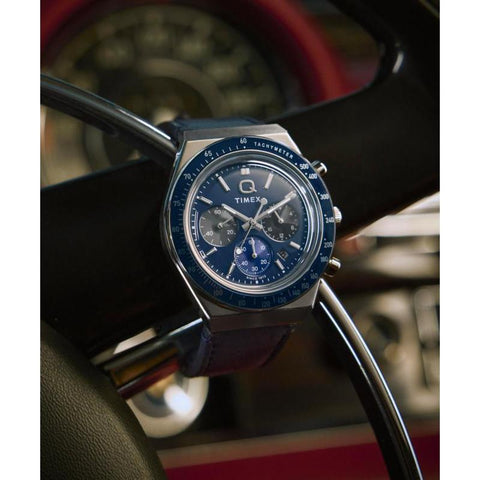 The Watch Boutique Timex Q Chronograph Leather Strap Men's Watch
