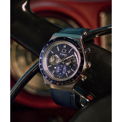 The Watch Boutique Timex Q Chronograph Leather Strap Men's Watch