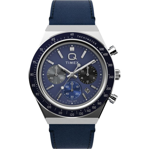 The Watch Boutique Timex Q Chronograph Leather Strap Men's Watch