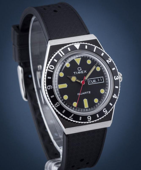 Timex Q Reissue Men's Black Rubber Strap Watch