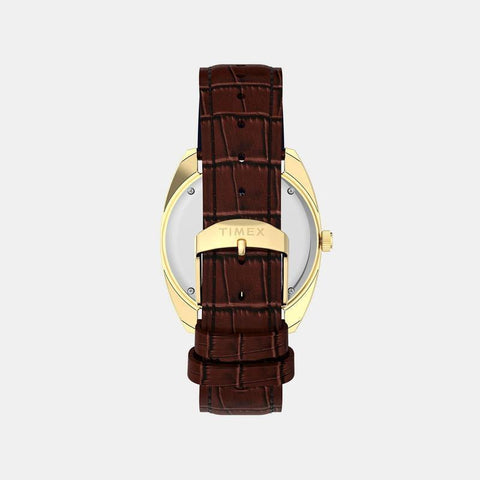 The Watch Boutique Timex Q Timex Day-Date Leather Strap Brown Dial Watch