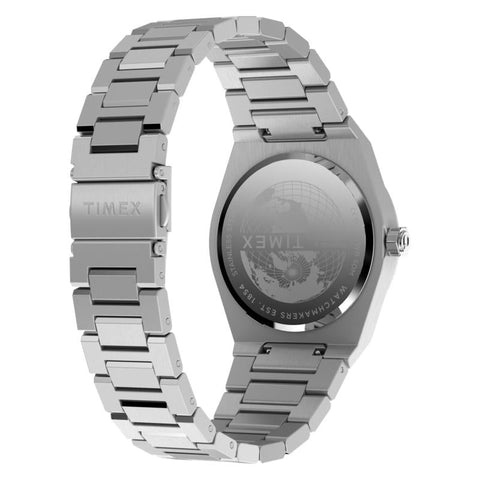 The Watch Boutique Timex Q Timex Marbella Stainless Steel Bracelet Blue Dial Watch