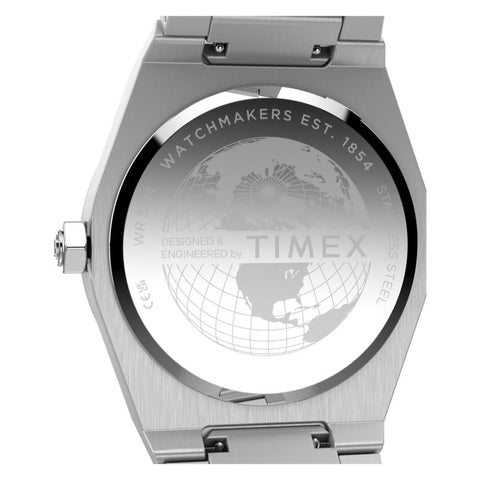 The Watch Boutique Timex Q Timex Marbella Stainless Steel Bracelet Blue Dial Watch