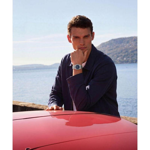 The Watch Boutique Timex Q Timex Marbella Stainless Steel Bracelet Blue Dial Watch