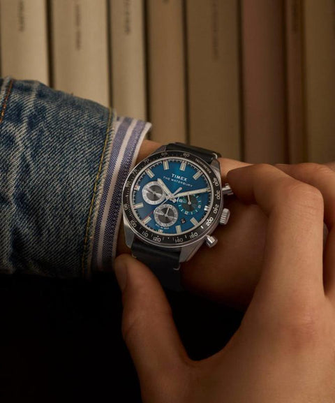 The Watch Boutique Timex Waterbury Traditional Chronograph Leather Strap Watch