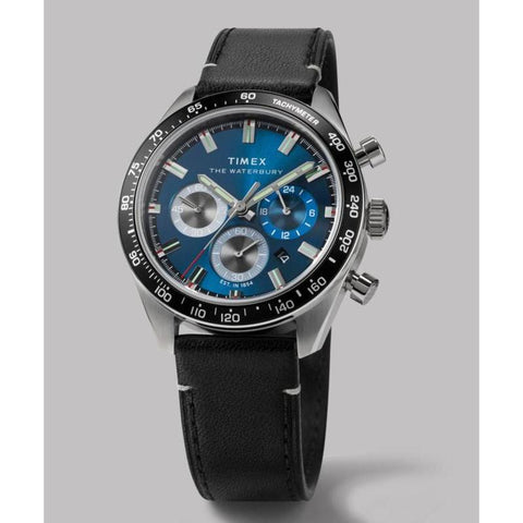 The Watch Boutique Timex Waterbury Traditional Chronograph Leather Strap Watch