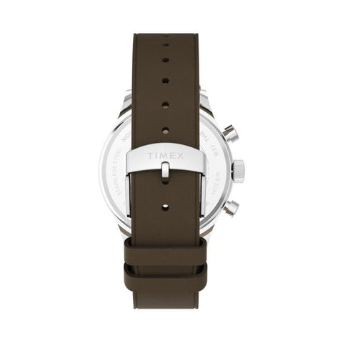 The Watch Boutique Timex Weekender New England Chronograph Leather Strap Black Dial Watch