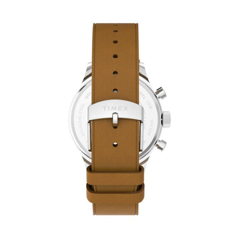 The Watch Boutique Timex Weekender New England Chronograph Leather Strap Cream Dial Watch