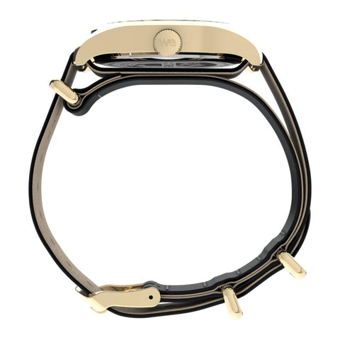 The Watch Boutique Timex Weekender New England Gold-Tone Black Leather Strap Watch