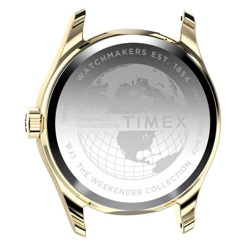 The Watch Boutique Timex Weekender New England Gold-Tone Black Leather Strap Watch