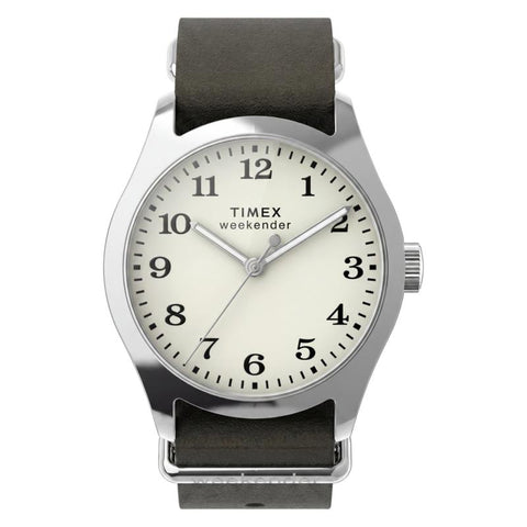 The Watch Boutique Timex Weekender New England Green Leather Strap Strap Watch