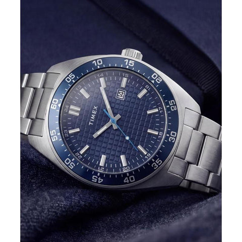 The Watch Boutique Timex Weston Stainless Steel Bracelet Blue Dial Watch