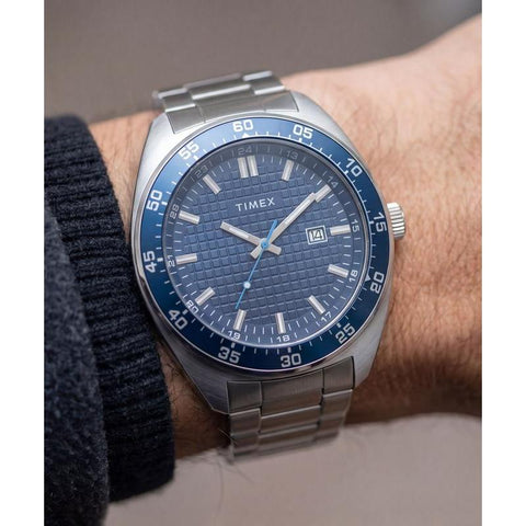 The Watch Boutique Timex Weston Stainless Steel Bracelet Blue Dial Watch