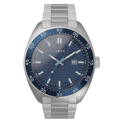 The Watch Boutique Timex Weston Stainless Steel Bracelet Blue Dial Watch