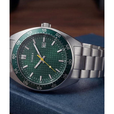 The Watch Boutique Timex Weston Stainless Steel Bracelet Green Dial Watch