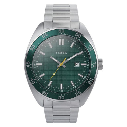 The Watch Boutique Timex Weston Stainless Steel Bracelet Green Dial Watch