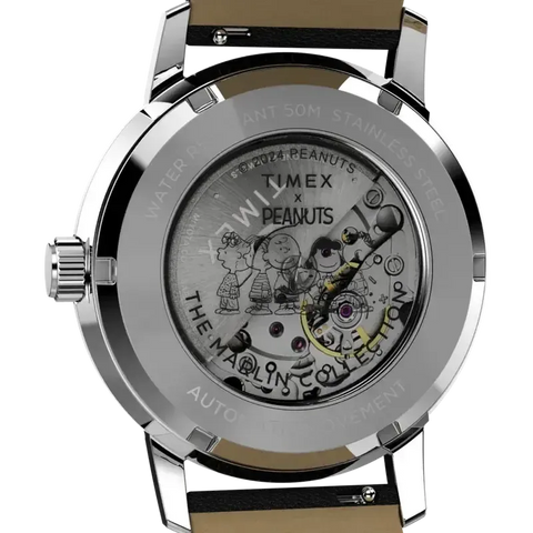 Timex x Peanuts Marlin® Automatic Saxophonist 40mm Leather Strap Watch