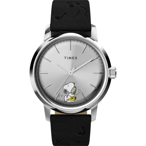 Timex x Peanuts Marlin® Automatic Saxophonist 40mm Leather Strap Watch