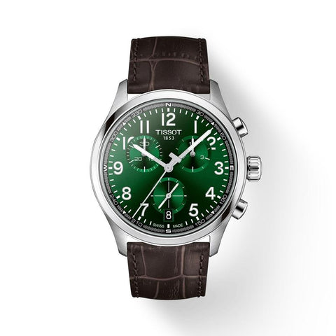 The Watch Boutique Tissot Chrono Green Dial Brown Leather Strap Watch T116.417.16.092.00