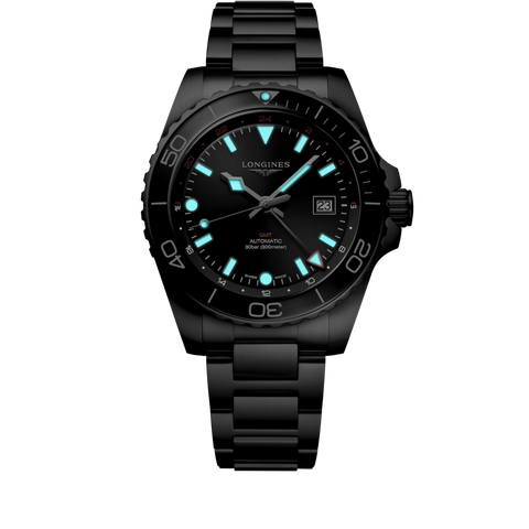 Longines HydroConquest GMT L3.890.4.56.6 Men's Automatic Watch Sunray Black Dial