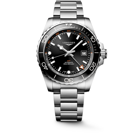 Longines HydroConquest GMT L3.890.4.56.6 Men's Automatic Watch Sunray Black Dial