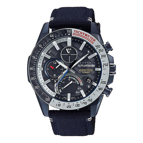 The Watch Boutique CASIO EDIFICE MENS 100M ALPHATAURI F1 - CARBON BLUETOOTH SAPPHIRE SOLAR - EQB-1000AT-1ADR