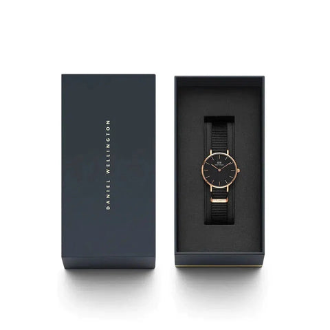 The Watch Boutique Daniel Wellington Petite Cornwall Rosegold Black 28mm Watch