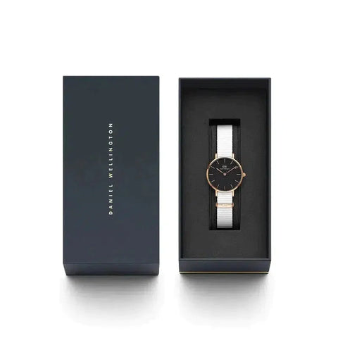 The Watch Boutique » Daniel Wellington Petite Dover Rose Gold Black 28mm Watch (50% off)