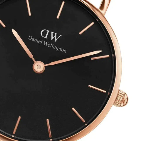 The Watch Boutique » Daniel Wellington Petite Dover Rose Gold Black 28mm Watch (50% off)