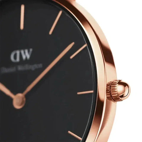 The Watch Boutique » Daniel Wellington Petite Dover Rose Gold Black 32mm Watch (50% off)
