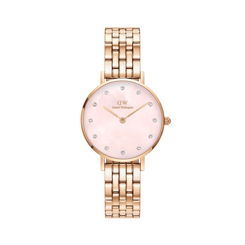 The Watch Boutique Daniel Wellington Petite Lumine 5-Link Pink Mother of Pearl Rose Gold 28mm Watch
