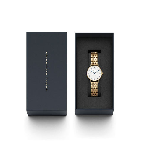 The Watch Boutique Daniel Wellington Petite Roman Numerals 5-Link Gold 28mm Watch