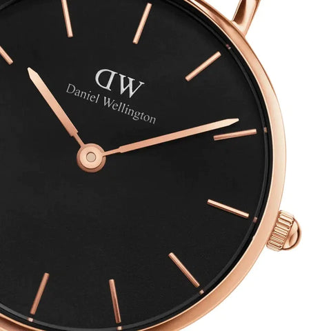 The Watch Boutique Daniel Wellington Petite St Mawes Rose Gold Black 28mm Watch