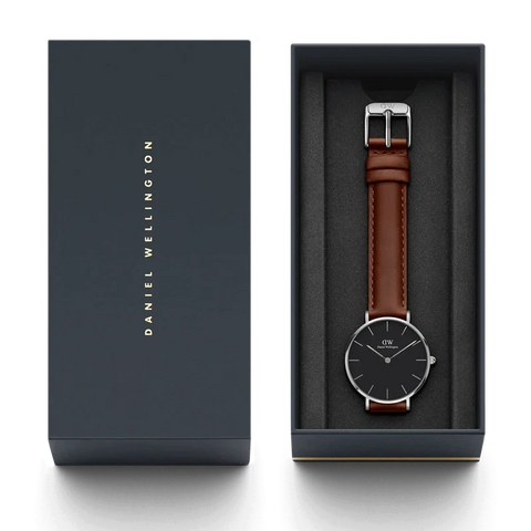 The Watch Boutique Daniel Wellington Petite St Mawes Silver Black 32mm Watch