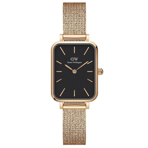 The Watch Boutique Daniel Wellington Quadro Pressed Mesh Rose Gold Black