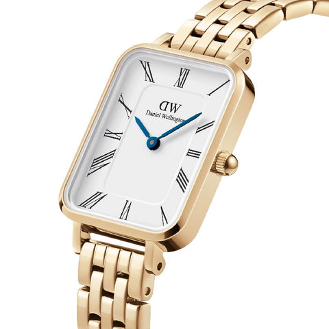 The Watch Boutique Daniel Wellington Quadro Roman Numerals 5-Link Gold 20x26mm Watch