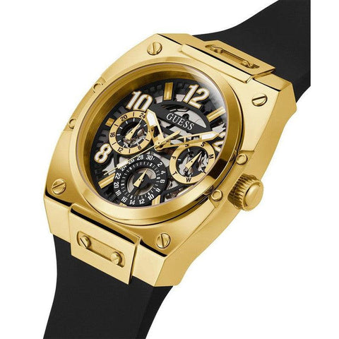 The Watch Boutique GUESS Mens Black Gold Tone Multi-function Watch GW0569G2