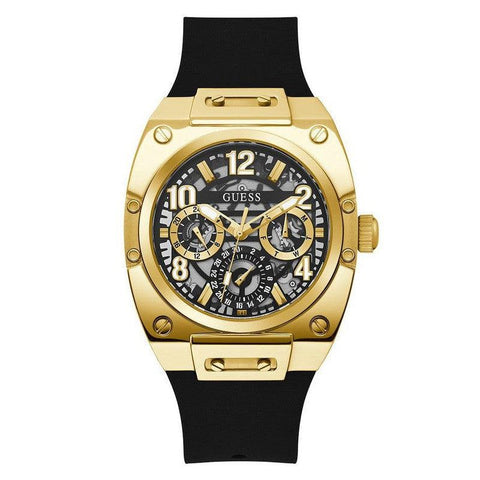 The Watch Boutique GUESS Mens Black Gold Tone Multi-function Watch GW0569G2