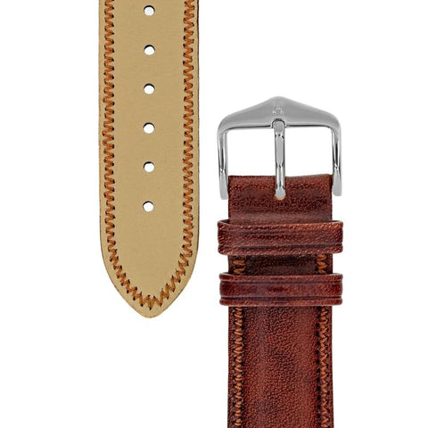 The Watch Boutique Hirsch ASCOT English Leather Watch Strap in GOLD BROWN