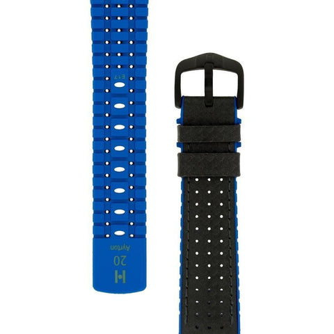 The Watch Boutique Hirsch AYRTON Carbon Embossed Performance Watch Strap in BLACK / BLUE