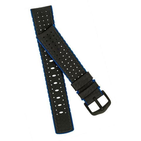 The Watch Boutique Hirsch AYRTON Carbon Embossed Performance Watch Strap in BLACK / BLUE