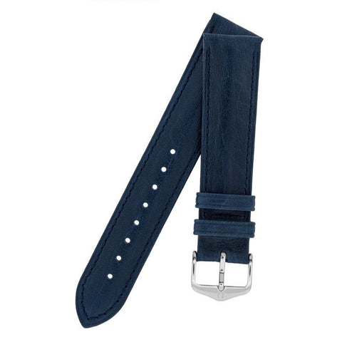 The Watch Boutique Hirsch CAMELGRAIN No Allergy Leather Watch Strap in BLUE