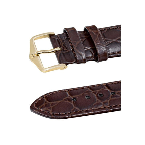 The Watch Boutique Hirsch CROCOGRAIN Crocodile Embossed Leather Watch Strap in BROWN